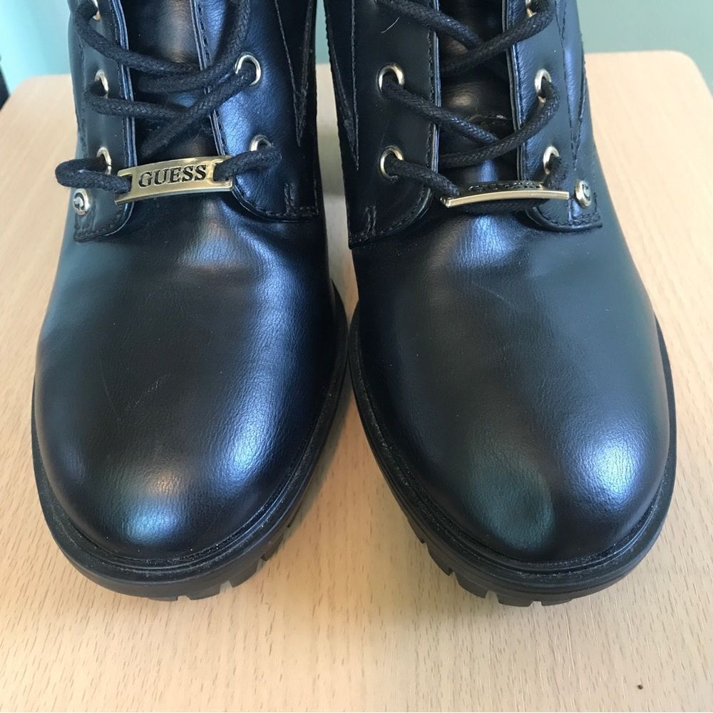 GUESS Manners Platform Heel Lace-Up Boots (9) - Picture 9 of 13